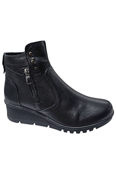 scv Women's orthopedic black leather boots with two zippers, sizes 36-40