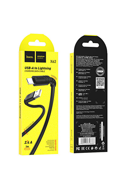 Hoco Cablu Date si Incarcare (X62), USB-A la Lightning, 18W, 2.4A, 1m, Black