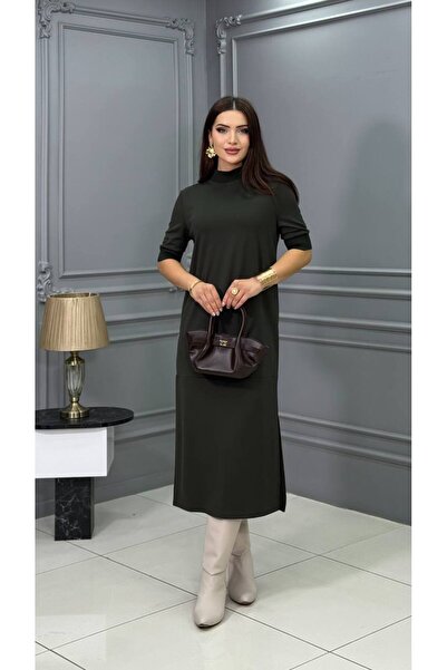 Genesis cannes Short Sleeve Khaki Long Dress