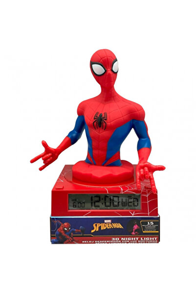 SPIDERMAN Lampa de veghe cu ceas si data 3D, 21,4x13x13cm