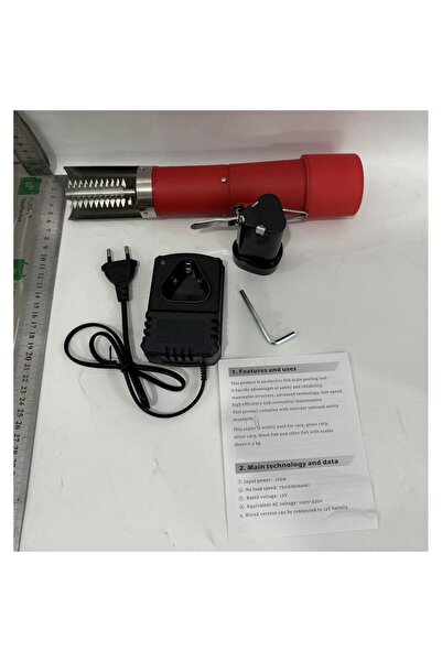 Flippy Flippy Electric Fish Scaler, Stainless Steel, 28 x 5 cm, Red