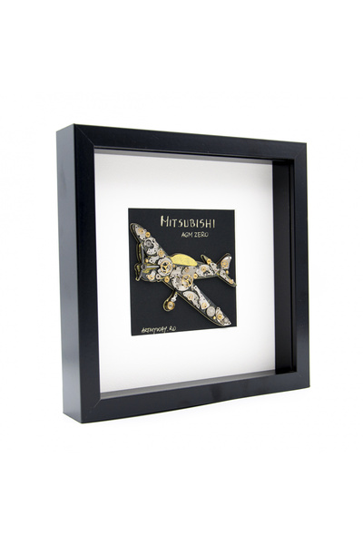 ArtMyWay Tablou Mitsubishi A6M Zero - Avion WWII (cu piese de ceas autentice si elemente metalice)