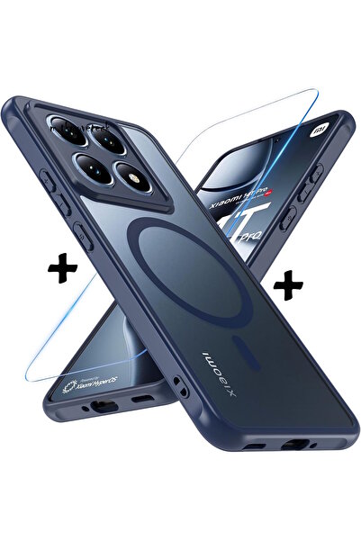 m.tk moveteck Xiaomi Mi 14T Pro Kılıf Mat Magsafe Şarj Özellikli Renkli Kenar...