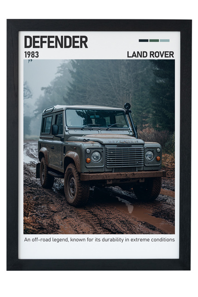 gxe.art Slika na drvenom posteru Land Rover Defender - Legenda off-road vožnje