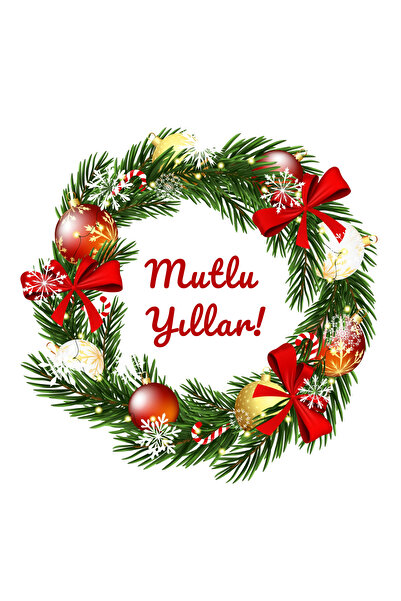 Pera Mutlu Yıllar Yılbaşı Yeni Yıl Tema Etiket Sticker Set - 100 Adet 4 Cm