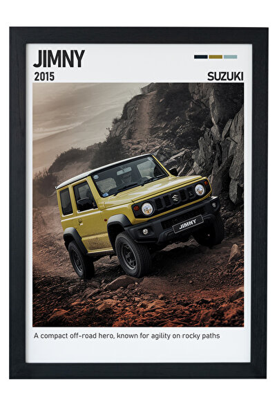 gxe.art Εκτύπωση αφίσας με ξύλινο πλαίσιο Suzuki Jimny – Συμπαγές εκτός δρόμου