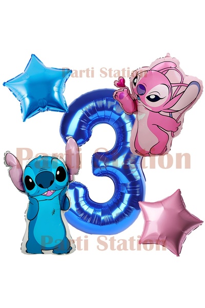 Parti Station مجموعة بالونات لحفلات أعياد الميلاد من ليلو وستيتش وأنجل، بعمر ...