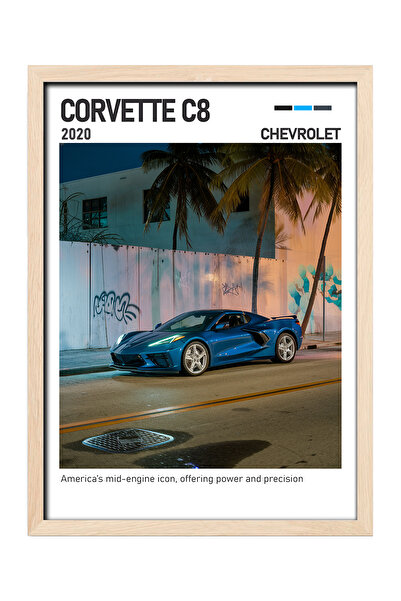 gxe.art Pictură cu poster cu cadru din lemn Chevrolet Corvette C1 – Sport ame...