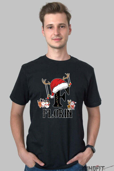 GILDAN Tricou Craciun Florin Litera F Cu Reni Si Mosul Barbat