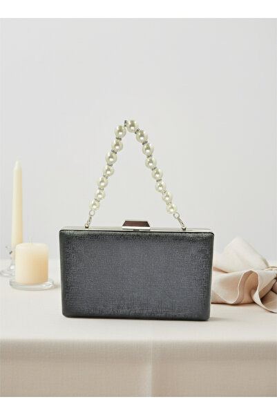 Biçanta Black Color Pearl Detailed Matte Anti-Scratch Leather Pearl Wedding Engagement Graduation