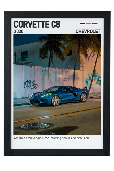 gxe.art Pictură cu poster cu cadru din lemn Chevrolet Corvette C1 – Sport ame...