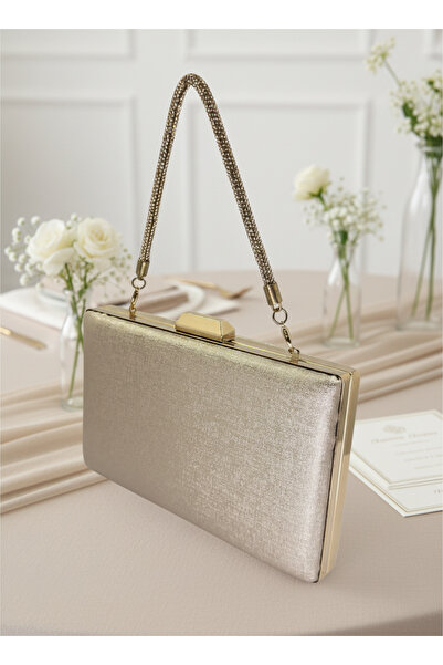 Biçanta Gold Gold Dore Color Matte Anti-Scratch Leather Stone Handle Wedding Engagement Graduation