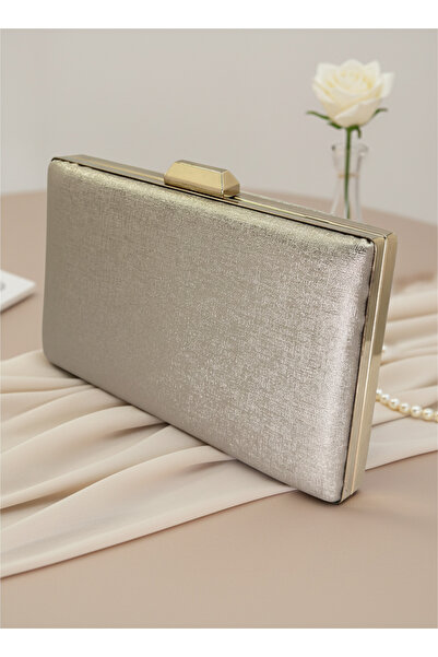 Biçanta Gold Gold Dore Color Matte Anti-Scratch Leather Pearl Wedding Engagement Graduation