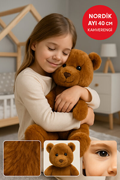 TOYFEST Kahverengi Nordik Ayı 40 CM – Yumuşak Peluş Oyuncak | Sarılabilir Hed...