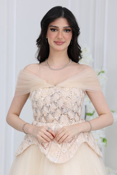modern designer Royal evening dress