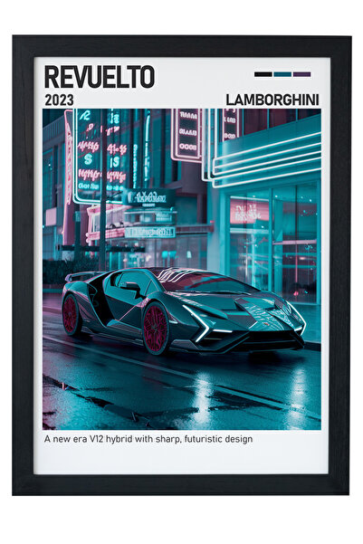 gxe.art Lamborghini Revuelto drveni poster sa okvirom – hibridni V12 hiperaut...