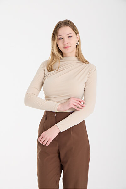 Belinay fashion Sandy Kadın Uzun Kollu Büzgülü Bluz