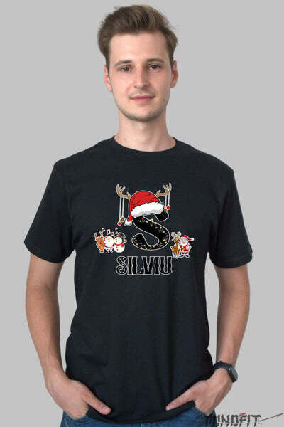 GILDAN Tricou Craciun Silviu Litera S Cu Reni Si Mosul Barbat