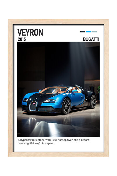 gxe.art Bugatti Veyron drveni poster sa okvirom – Super sportski dizajn