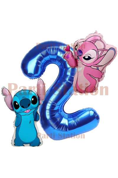 Parti Station Lilo Stitch and Angel Balloon Set for 2 Year Olds, 3 Piece Navy...