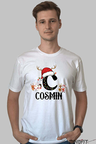 GILDAN Tricou Craciun Cosmin Litera C Cu Reni Si Mosul Barbat