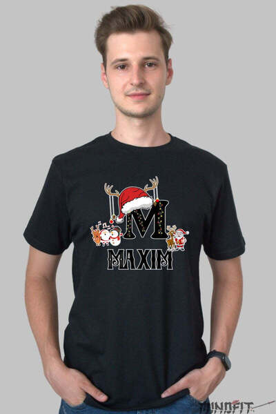 GILDAN Tricou Craciun Maxim Litera M Cu Reni Si Mosul Barbat