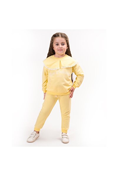 UrazBebe %100 Pamuk Kız Çocuk Dantelli Yaka Eşofman Takımı