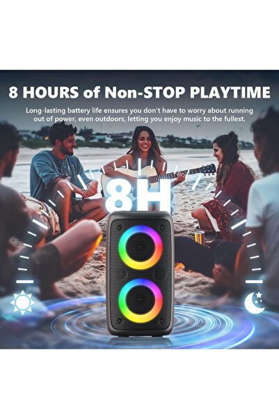 VENTART VENTART Portable Outdoor Speaker, Waterproof, with 2 Wireless Microphones, Bluetooth, Subwoofer