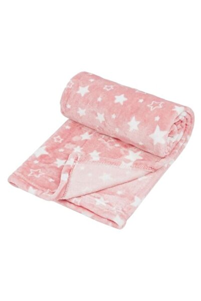 bebelyno Velvety Baby Blanket Pink with White Stars 140x100cm