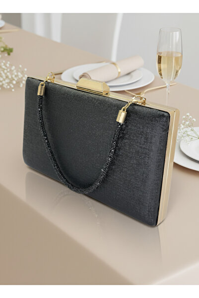 Biçanta Black Color Matte Anti-Scratch Leather Gold Detailed Wedding Engagement Graduation