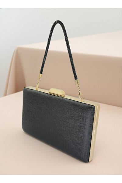 Biçanta Black Color Matte Anti-Scratch Leather Gold Detailed Wedding Engagement Graduation