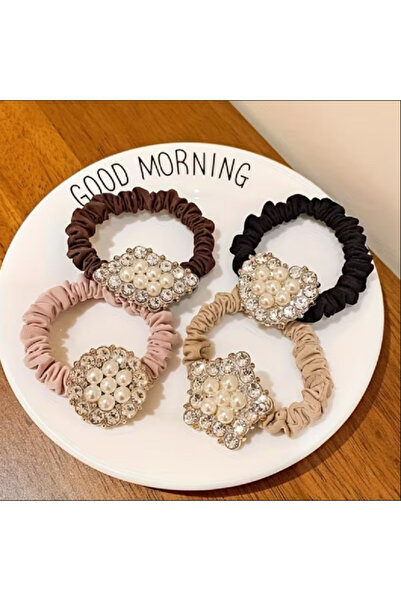 TChic 4-Piece Brooch Detailed Rubber Buckle