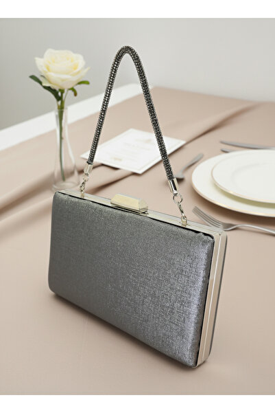 Biçanta Platinum Color Stone Handle Matte Anti-Scratch Leather Pearl Wedding Engagement Graduation