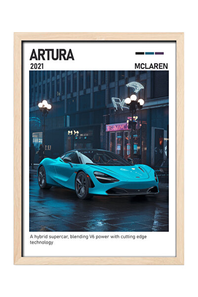 gxe.art McLaren Artura drveni uokviren poster slika – hibridni superautomobil