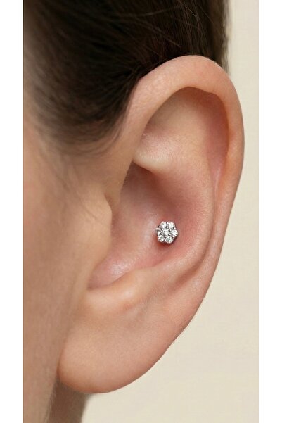 alysa jewelry Cerrahi Çelik zirkon taşlı Piercing Tragus heliks lobe conch