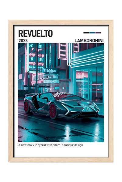 gxe.art Lamborghini Revuelto drveni poster sa okvirom – hibridni V12 hiperaut...