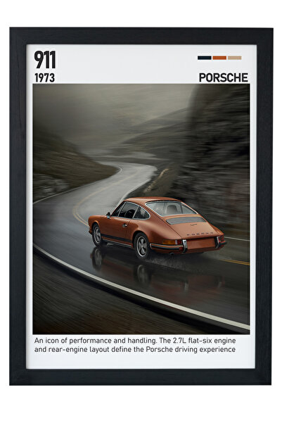 gxe.art Pictură cu poster Porsche 911 Turbo cu cadru din lemn – mașină sport ...