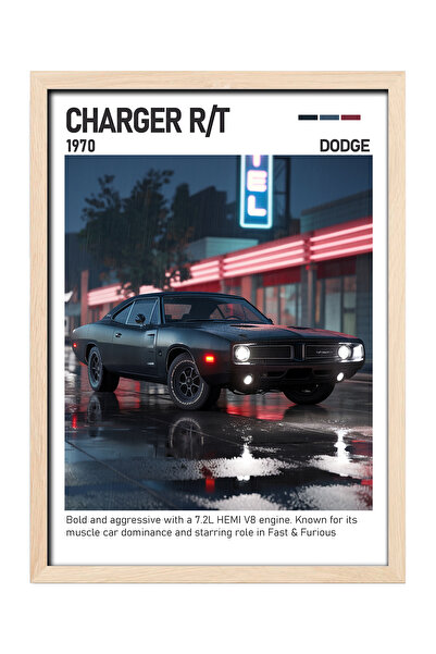 gxe.art Dodge Charger R/T Slika na drvenom okviru – Ikona Muscle Car-a