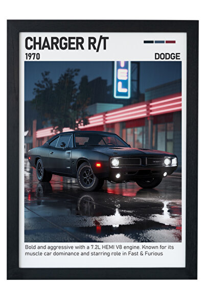 gxe.art Dodge Charger R/T Slika na drvenom okviru – Ikona Muscle Car-a