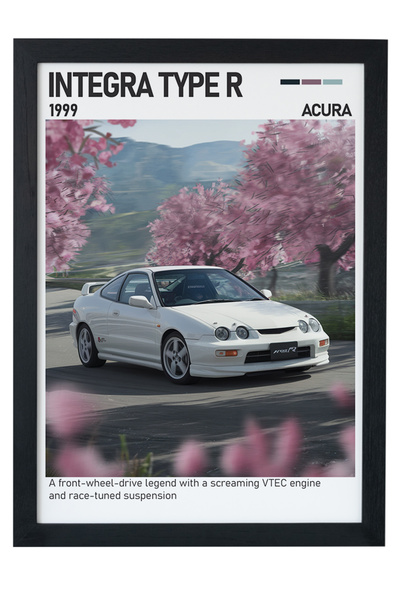 gxe.art Honda Integra Type-R Slika na drvenom posteru – JDM legenda