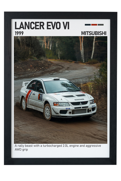 gxe.art Mitsubishi Lancer EVO VI Slika na drvenom posteru – JDM legenda relija