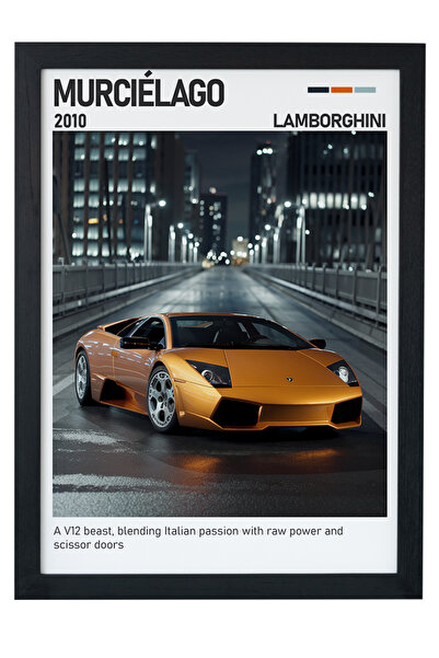 gxe.art Pictură cu poster cu rama din lemn Lamborghini Murciélago – V12 Supercar