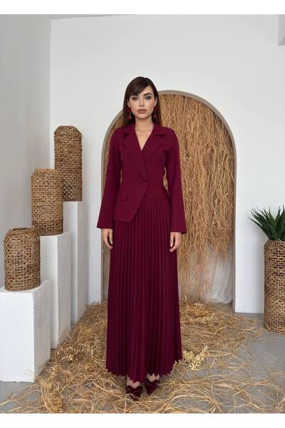 ETİKAFASHION Ceket Form Piliseli Elbise