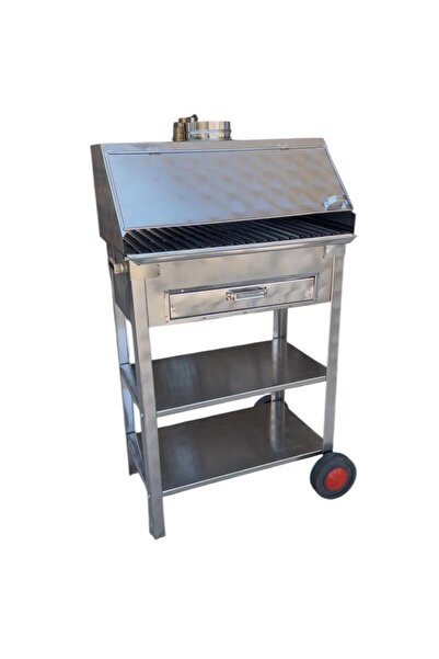 TOPSÖKEN Paslanmaz Bacalı Mangal 35 x 60 Cm Çekmeceli