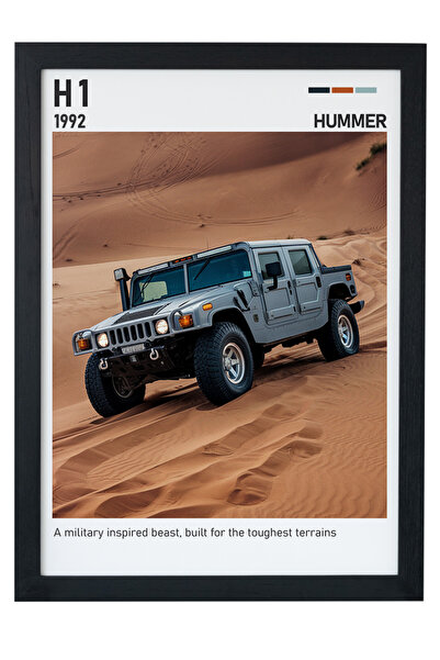 gxe.art Εικόνα αφίσας Hummer H1 με ξύλινο πλαίσιο – Στρατιωτικός γιγάντιος εκ...