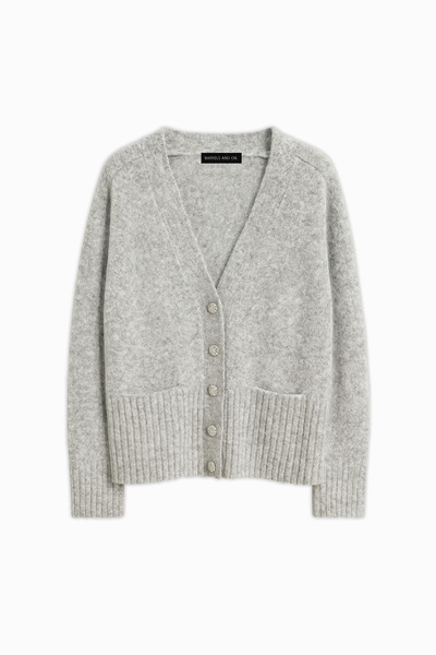 BARRELS AND OIL Women's Double Pocket Buttoned Knit Cardigan - Gray