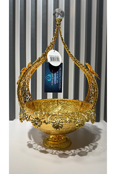 Vakıf home Çikolatalık Gondol Şekerlik Gold Kulplu Kristal Taşlı Büyük Boy