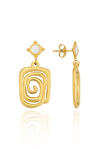 Cosmia Shine Modern Spiral Design Stainless Steel Earrings – Gold Color