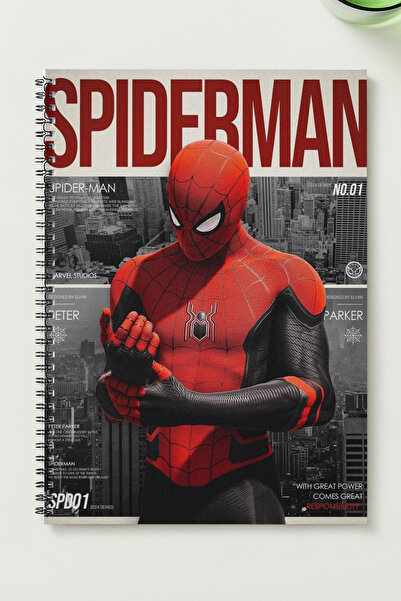 BLACKONECLASS ÖRÜMCEK ADAM A5 Metal Spiralli Çizgisiz kalın bristol Kapak ÖRÜ...