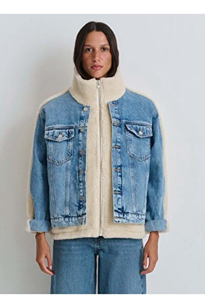 Mavi M1110278 Rubina 90Lar Faux Fur Jean Jacket Women's Coat